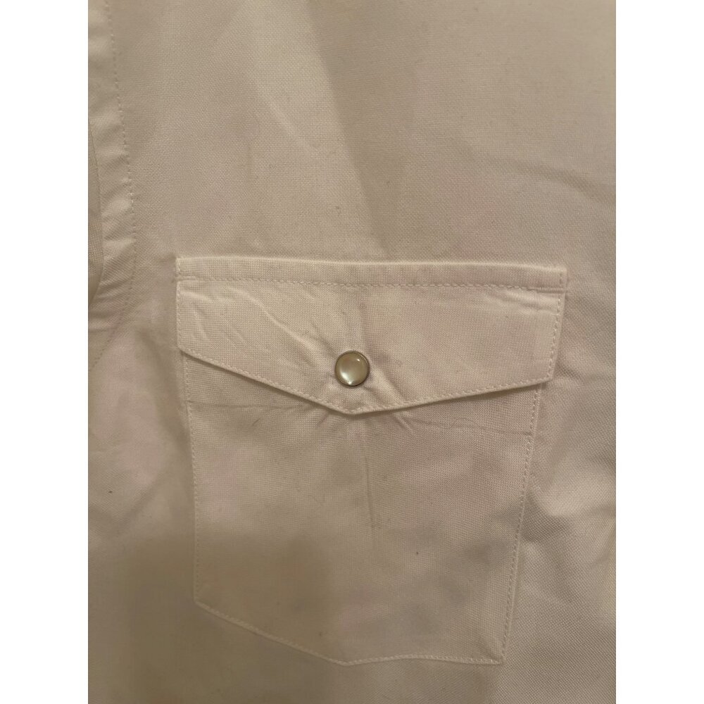 Vintage Banana Republic Western White Long Sleeve pearl Snap Men’s Shirt Sz Med - Picture 8 of 15